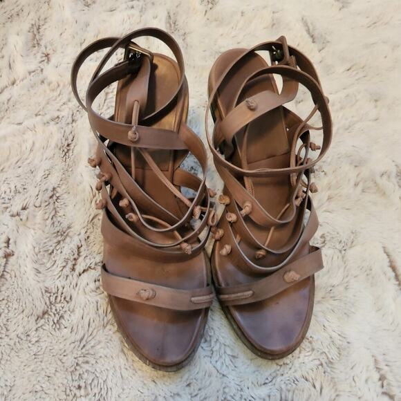 GIVENCHY BLOCK MULTI STRAPE KNOTTED ANKLE WRAP SANDALS SIZE 39.5 (9) - Picture 3 of 7